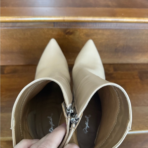 Cream Ankle Boots - Picture 4 of 5